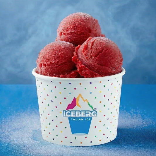 Cherry Italian ice in a frozen dessert cup