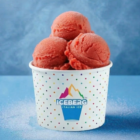 Strawberry Kiwi Italian Ice in a frozen dessert cup